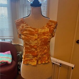 Reformation Orange Patterned Blouse